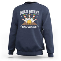 Funny Christmas Bowling Sweatshirt Rollin With My Snowmies Bowling Pins - Wonder Print Shop