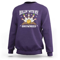 Funny Christmas Bowling Sweatshirt Rollin With My Snowmies Bowling Pins - Wonder Print Shop