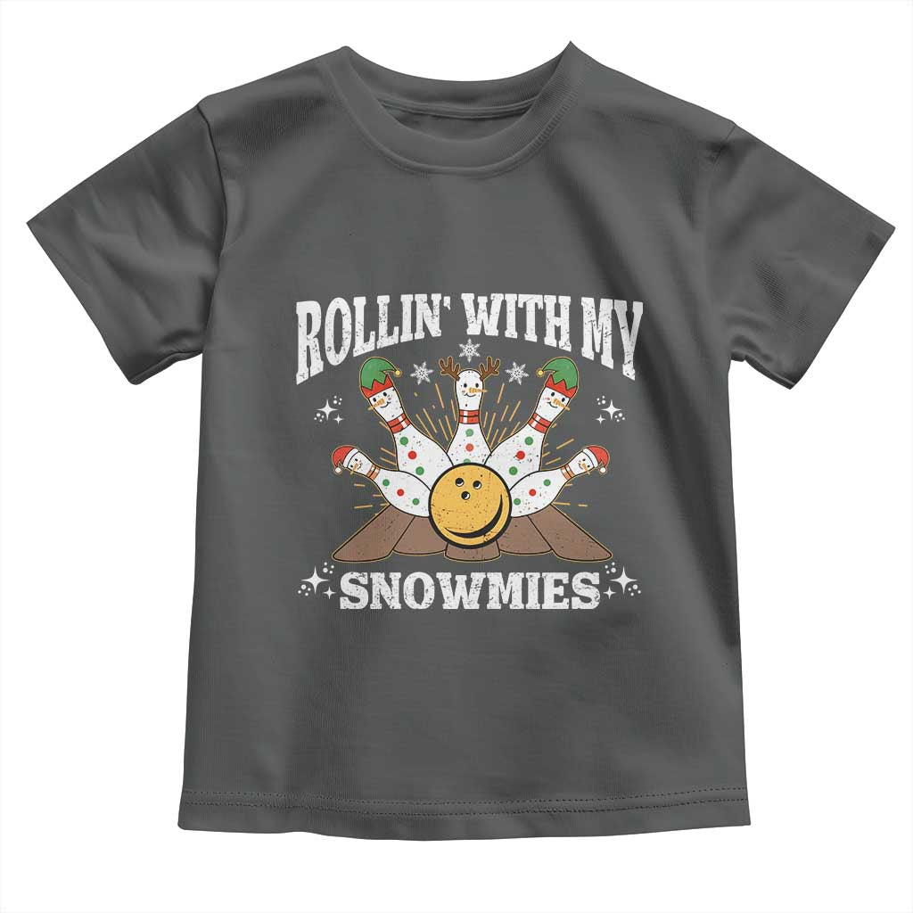 Funny Christmas Bowling Toddler T Shirt Rollin With My Snowmies Bowling Pins - Wonder Print Shop