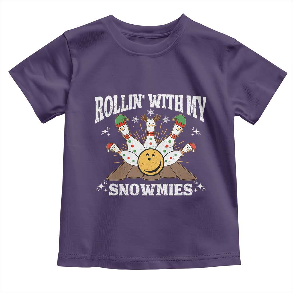 Funny Christmas Bowling Toddler T Shirt Rollin With My Snowmies Bowling Pins - Wonder Print Shop