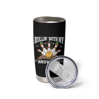 Funny Christmas Bowling Tumbler Cup Rollin With My Snowmies Bowling Pins - Wonder Print Shop