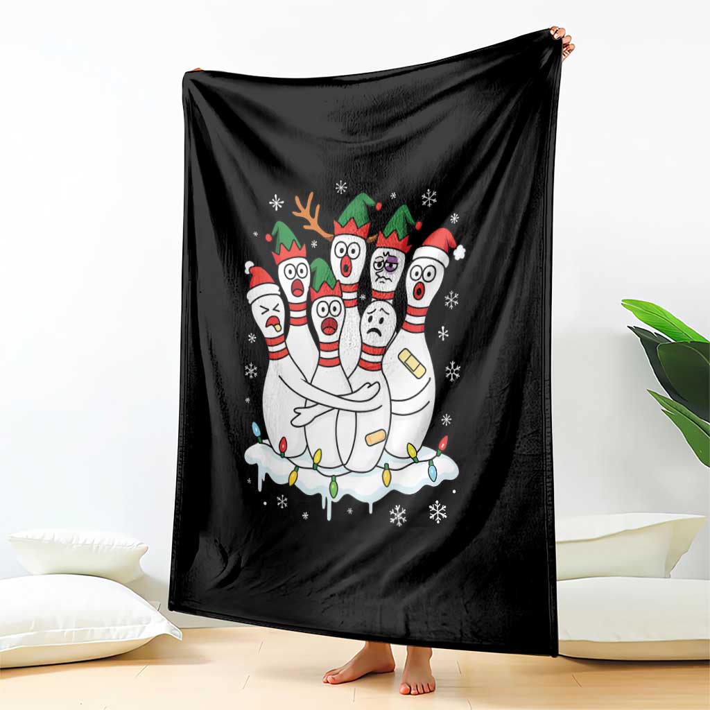 Funny Scared Cartoon Christmas Bowling Pins Throw Blanket - Wonder Print Shop