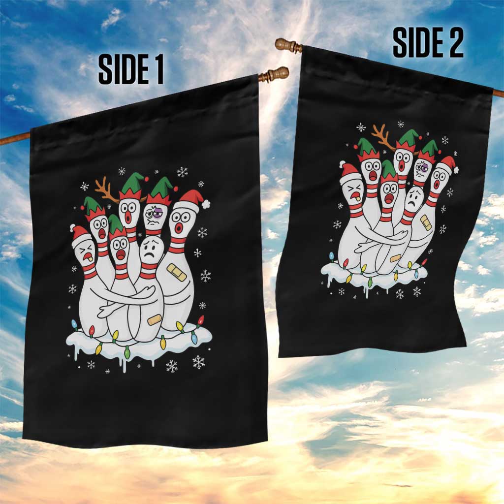 Funny Scared Cartoon Christmas Bowling Pins Garden Flag - Wonder Print Shop