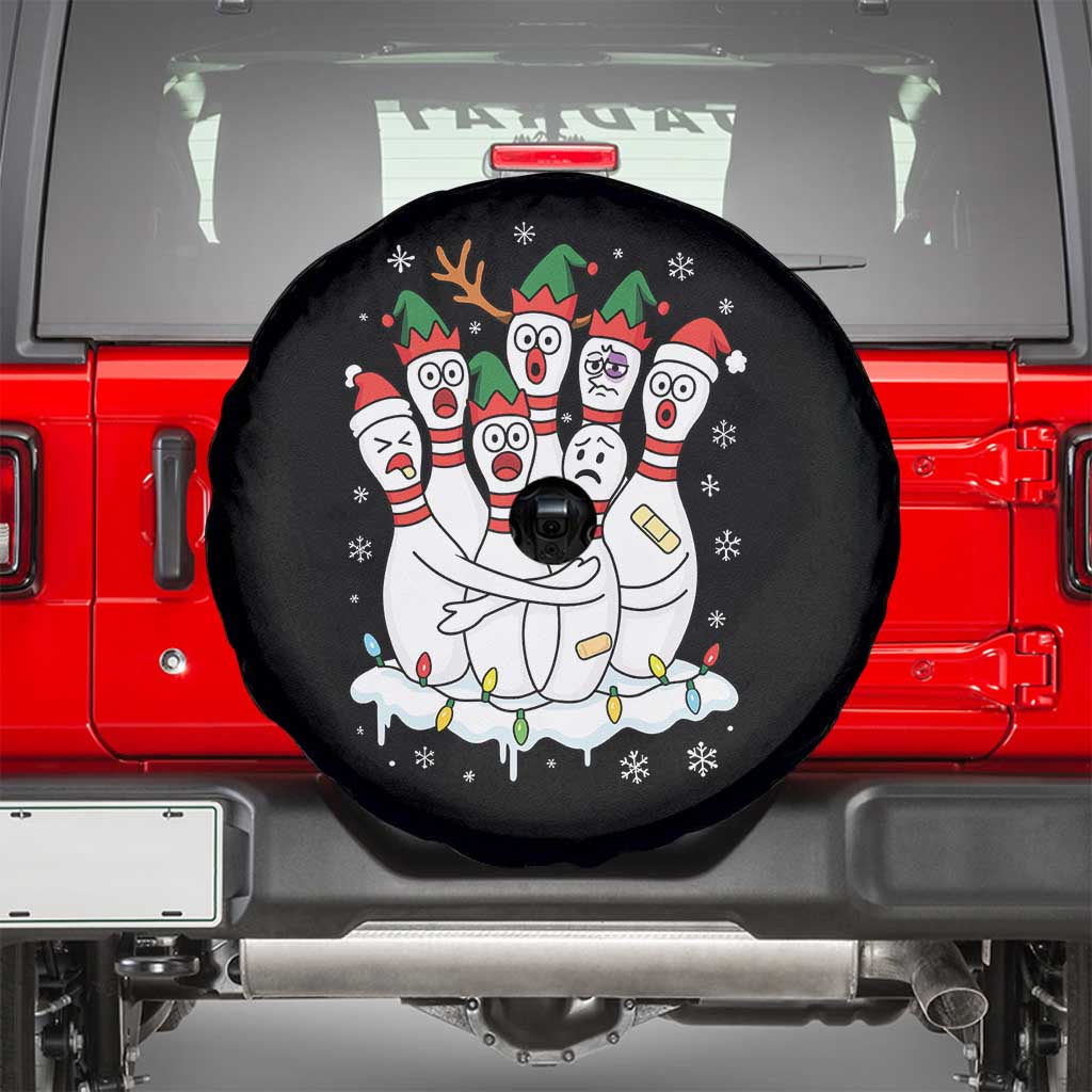 Funny Scared Cartoon Christmas Bowling Pins Spare Tire Cover - Wonder Print Shop