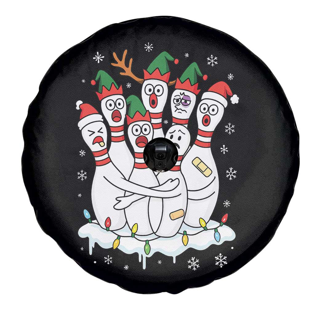 Funny Scared Cartoon Christmas Bowling Pins Spare Tire Cover - Wonder Print Shop