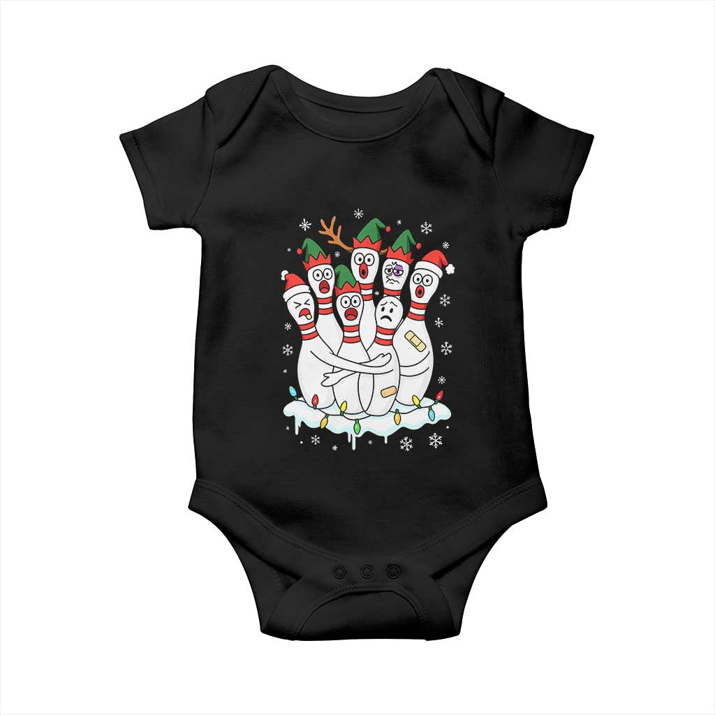 Funny Scared Cartoon Christmas Bowling Pins Baby Onesie - Wonder Print Shop