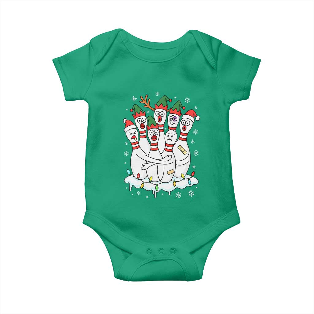 Funny Scared Cartoon Christmas Bowling Pins Baby Onesie - Wonder Print Shop