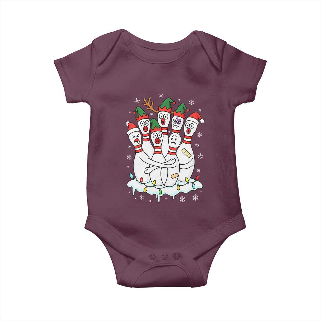 Funny Scared Cartoon Christmas Bowling Pins Baby Onesie - Wonder Print Shop