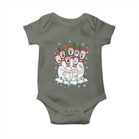 Funny Scared Cartoon Christmas Bowling Pins Baby Onesie - Wonder Print Shop