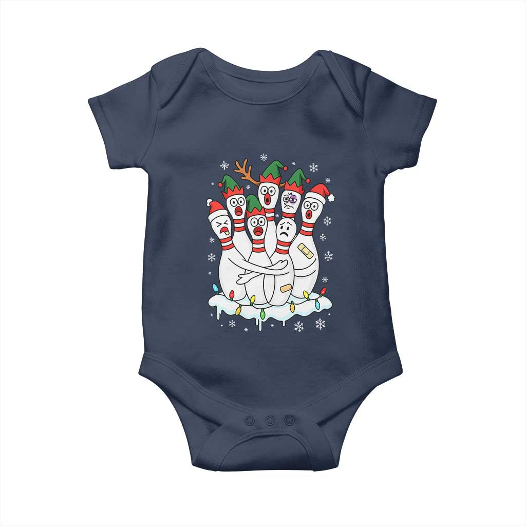Funny Scared Cartoon Christmas Bowling Pins Baby Onesie - Wonder Print Shop