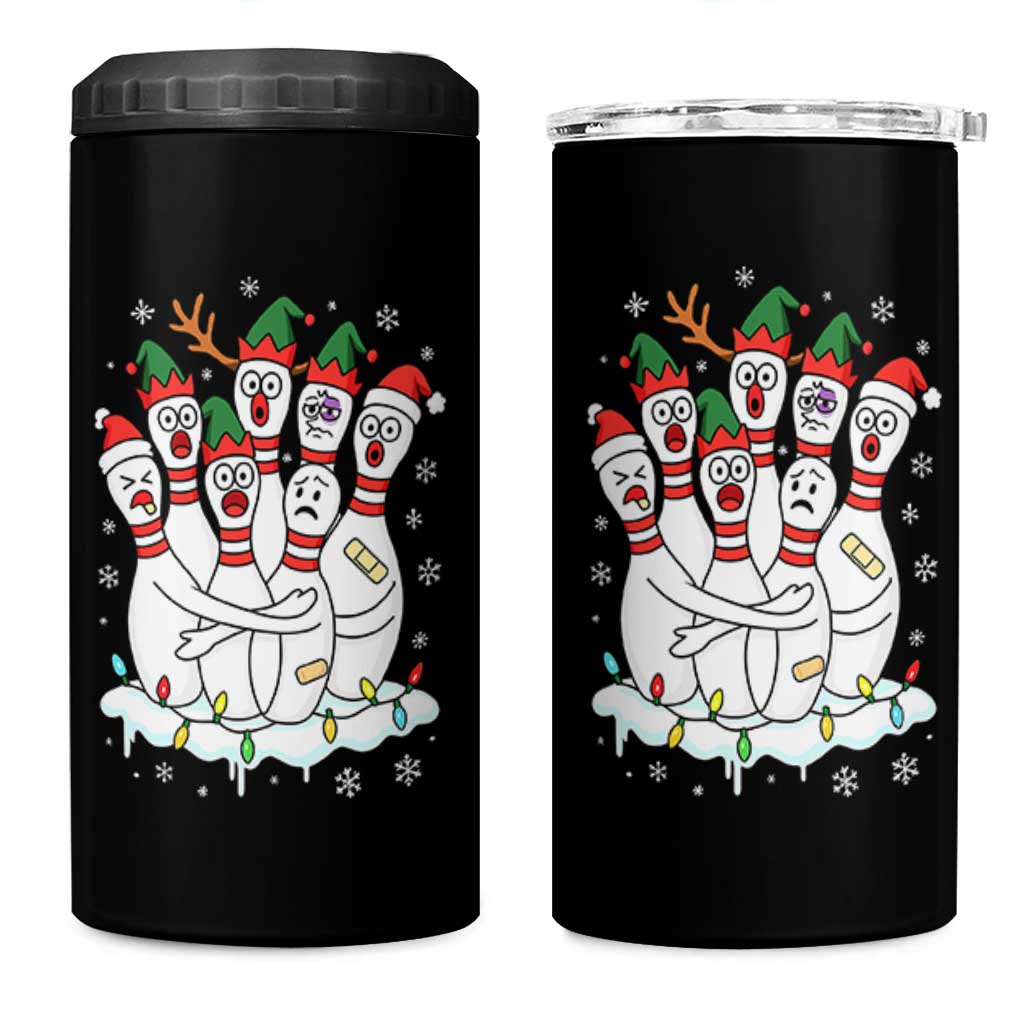 Funny Scared Cartoon Christmas Bowling Pins 4 in 1 Can Cooler Tumbler - Wonder Print Shop
