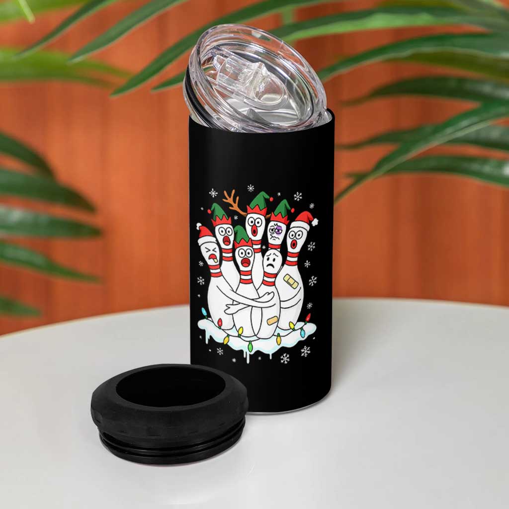 Funny Scared Cartoon Christmas Bowling Pins 4 in 1 Can Cooler Tumbler - Wonder Print Shop