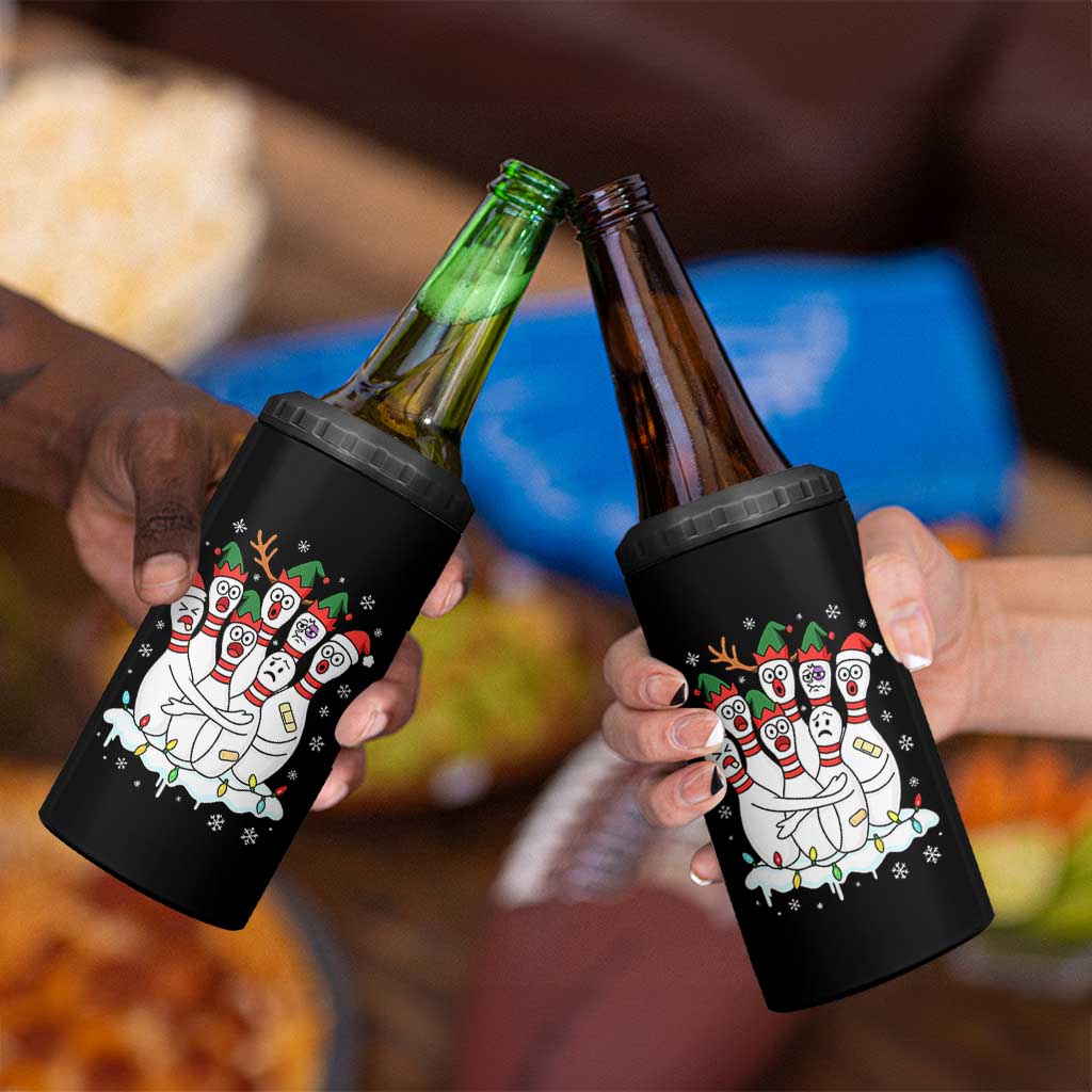 Funny Scared Cartoon Christmas Bowling Pins 4 in 1 Can Cooler Tumbler - Wonder Print Shop