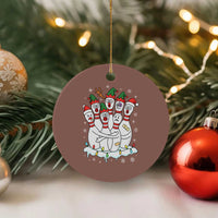 Funny Scared Cartoon Christmas Bowling Pins Ceramic Ornament - Wonder Print Shop