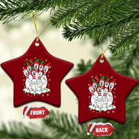 Funny Scared Cartoon Christmas Bowling Pins Ceramic Ornament - Wonder Print Shop