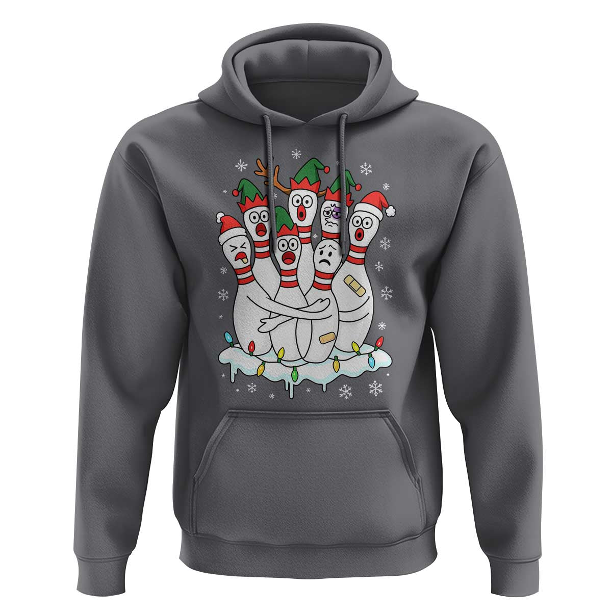 Funny Scared Cartoon Christmas Bowling Pins Hoodie - Wonder Print Shop