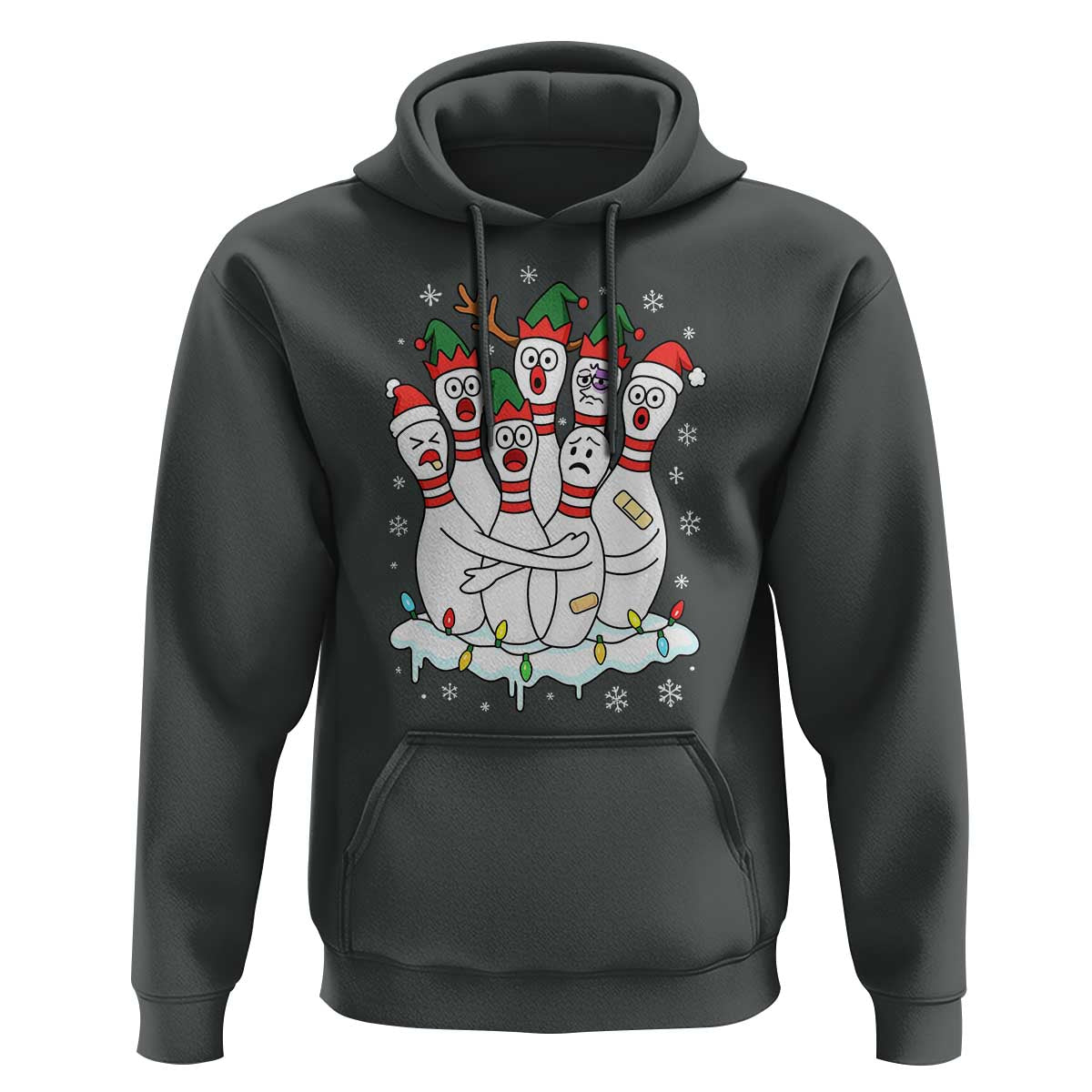 Funny Scared Cartoon Christmas Bowling Pins Hoodie - Wonder Print Shop