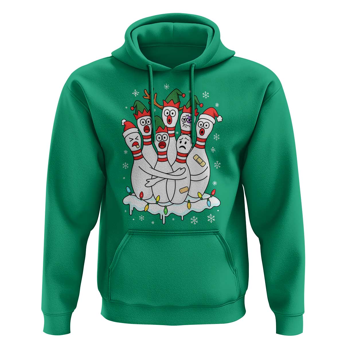 Funny Scared Cartoon Christmas Bowling Pins Hoodie - Wonder Print Shop