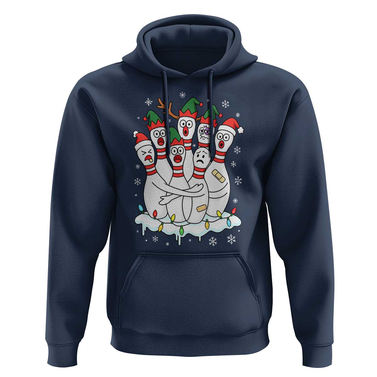 Funny Scared Cartoon Christmas Bowling Pins Hoodie - Wonder Print Shop