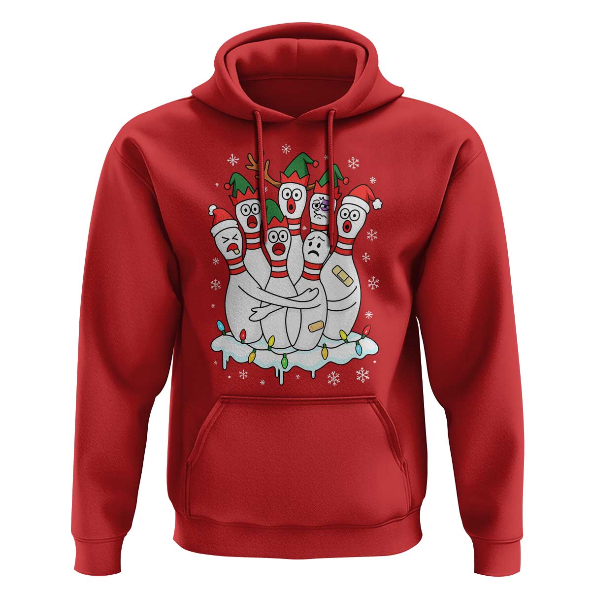 Funny Scared Cartoon Christmas Bowling Pins Hoodie - Wonder Print Shop