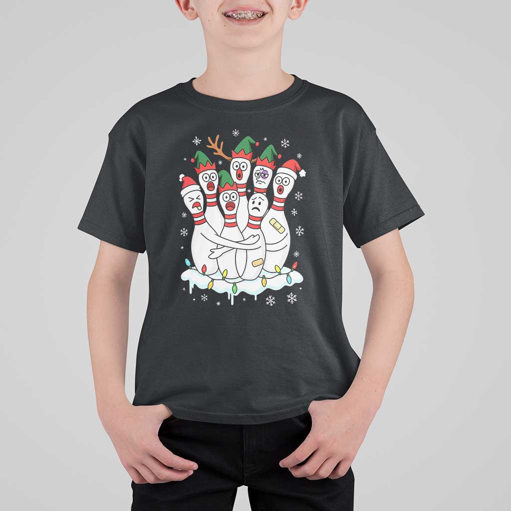 Funny Scared Cartoon Christmas Bowling Pins T Shirt For Kid - Wonder Print Shop