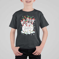 Funny Scared Cartoon Christmas Bowling Pins T Shirt For Kid - Wonder Print Shop
