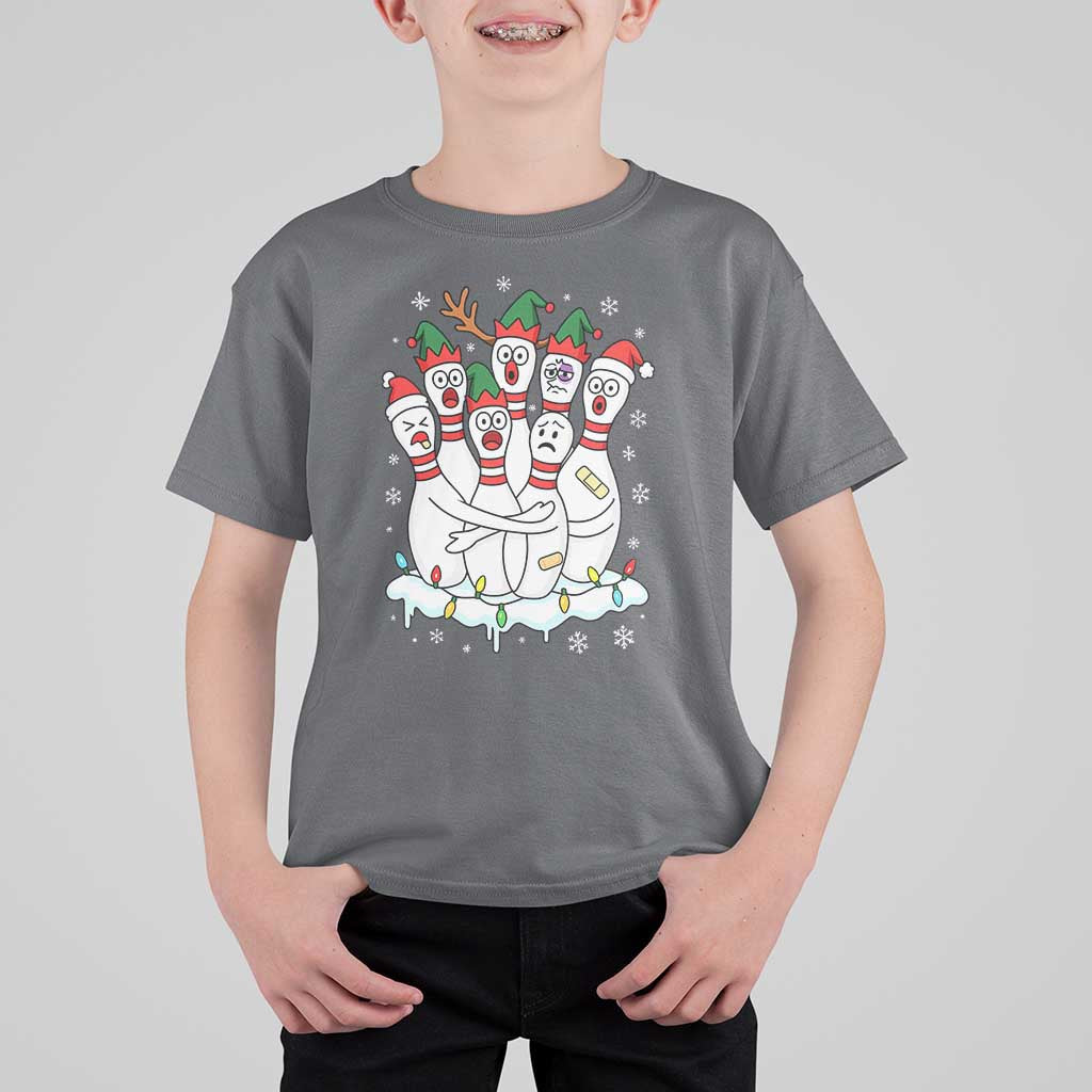 Funny Scared Cartoon Christmas Bowling Pins T Shirt For Kid - Wonder Print Shop