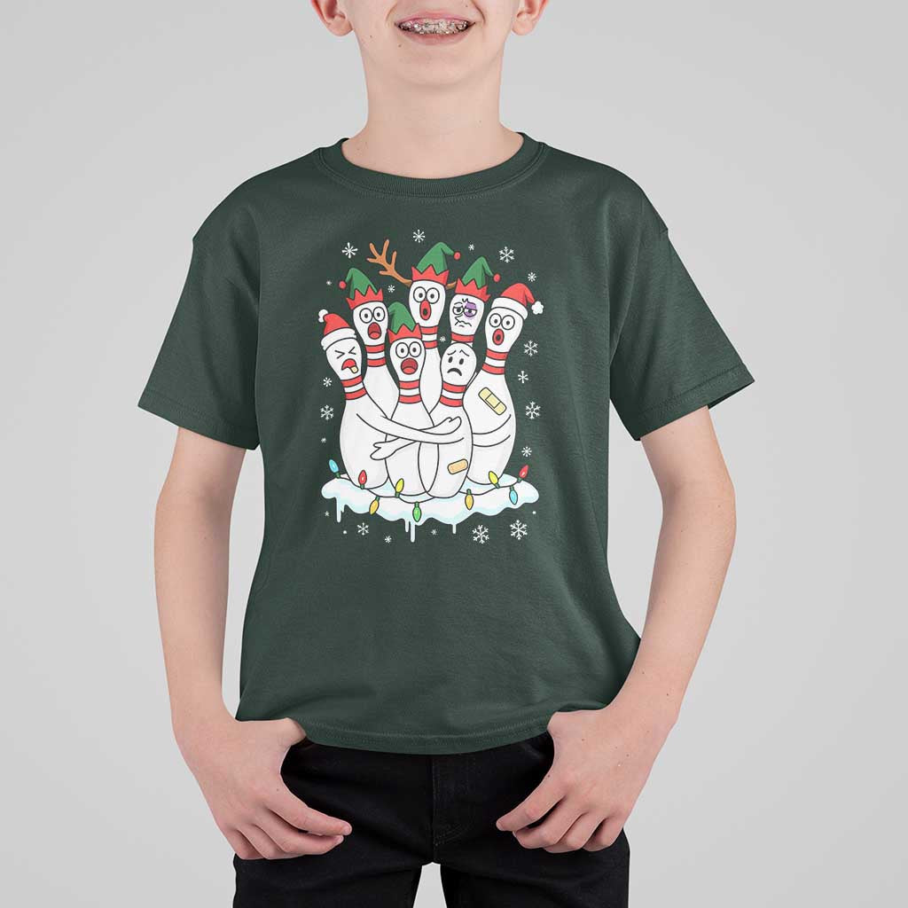 Funny Scared Cartoon Christmas Bowling Pins T Shirt For Kid - Wonder Print Shop
