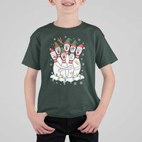Funny Scared Cartoon Christmas Bowling Pins T Shirt For Kid - Wonder Print Shop