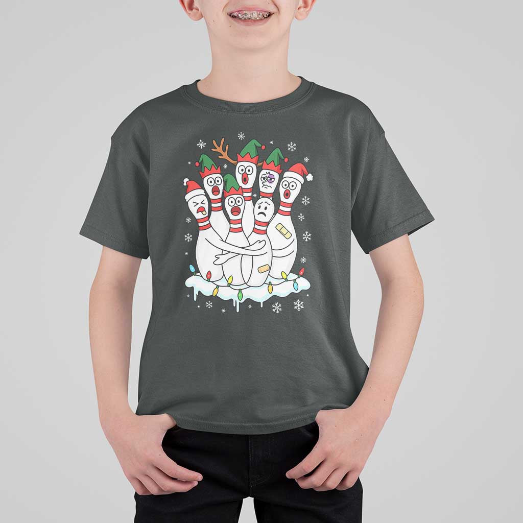 Funny Scared Cartoon Christmas Bowling Pins T Shirt For Kid - Wonder Print Shop