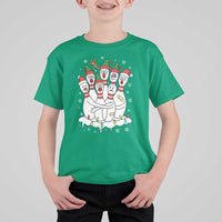 Funny Scared Cartoon Christmas Bowling Pins T Shirt For Kid - Wonder Print Shop
