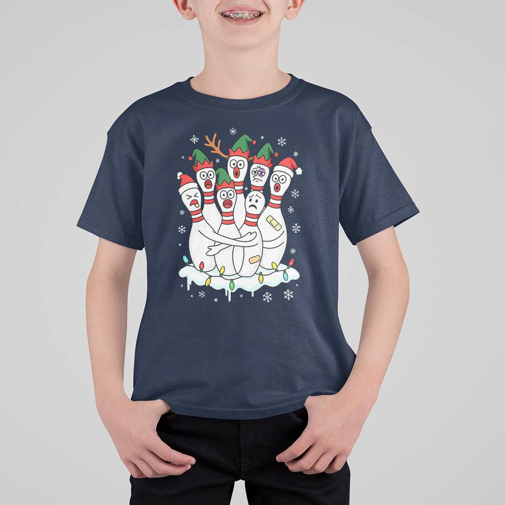 Funny Scared Cartoon Christmas Bowling Pins T Shirt For Kid - Wonder Print Shop