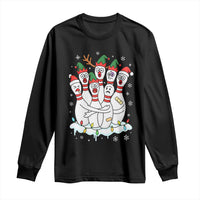 Funny Scared Cartoon Christmas Bowling Pins Long Sleeve Shirt - Wonder Print Shop