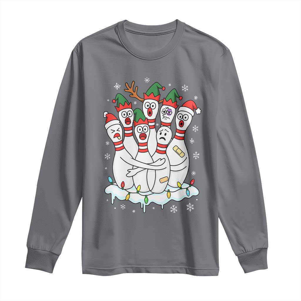 Funny Scared Cartoon Christmas Bowling Pins Long Sleeve Shirt - Wonder Print Shop
