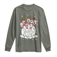 Funny Scared Cartoon Christmas Bowling Pins Long Sleeve Shirt - Wonder Print Shop