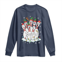 Funny Scared Cartoon Christmas Bowling Pins Long Sleeve Shirt - Wonder Print Shop