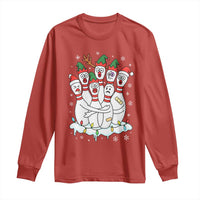 Funny Scared Cartoon Christmas Bowling Pins Long Sleeve Shirt - Wonder Print Shop
