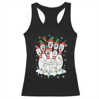 Funny Scared Cartoon Christmas Bowling Pins Racerback Tank Top - Wonder Print Shop