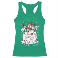 Funny Scared Cartoon Christmas Bowling Pins Racerback Tank Top - Wonder Print Shop