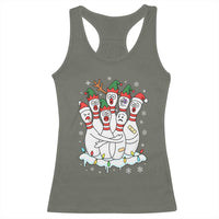 Funny Scared Cartoon Christmas Bowling Pins Racerback Tank Top - Wonder Print Shop