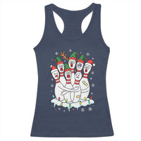 Funny Scared Cartoon Christmas Bowling Pins Racerback Tank Top - Wonder Print Shop