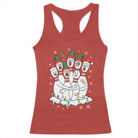 Funny Scared Cartoon Christmas Bowling Pins Racerback Tank Top - Wonder Print Shop