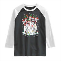 Funny Scared Cartoon Christmas Bowling Pins Raglan Shirt - Wonder Print Shop