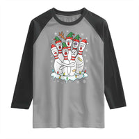 Funny Scared Cartoon Christmas Bowling Pins Raglan Shirt - Wonder Print Shop