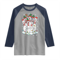 Funny Scared Cartoon Christmas Bowling Pins Raglan Shirt - Wonder Print Shop