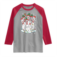 Funny Scared Cartoon Christmas Bowling Pins Raglan Shirt - Wonder Print Shop