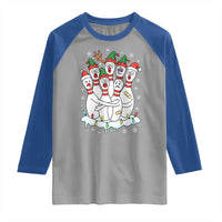 Funny Scared Cartoon Christmas Bowling Pins Raglan Shirt - Wonder Print Shop
