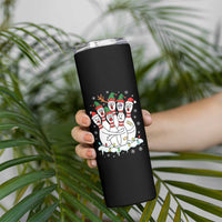 Funny Scared Cartoon Christmas Bowling Pins Skinny Tumbler - Wonder Print Shop