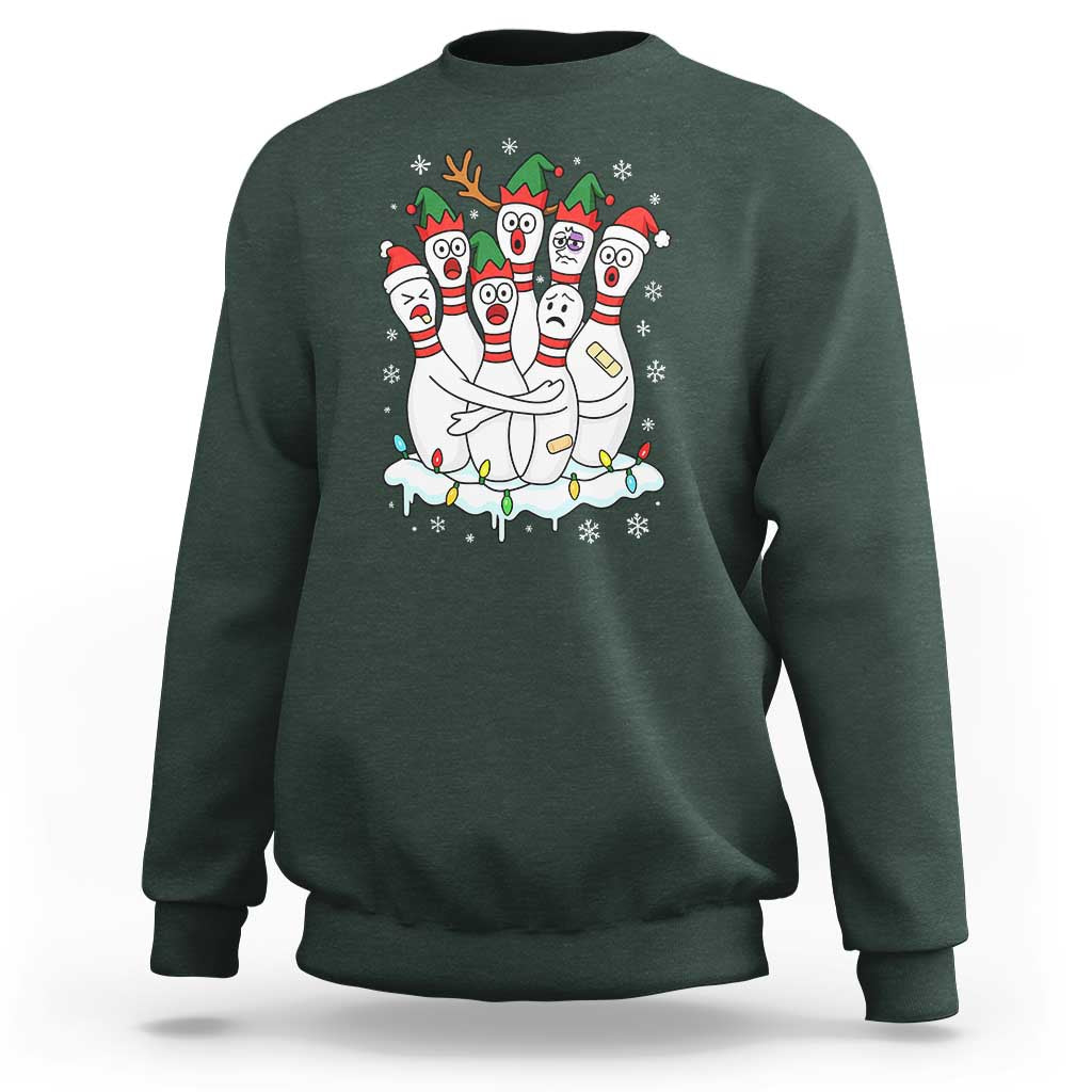 Funny Scared Cartoon Christmas Bowling Pins Sweatshirt - Wonder Print Shop