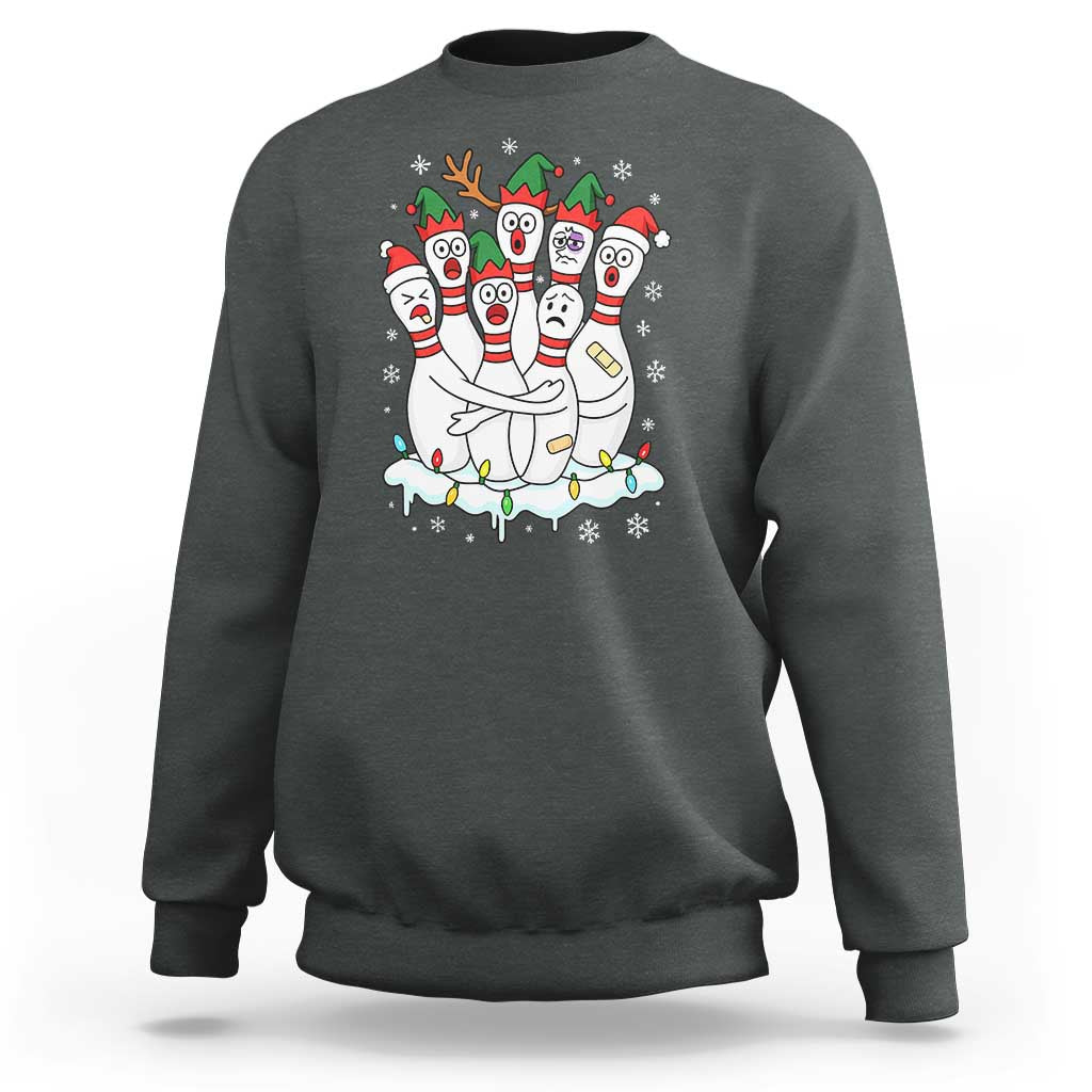 Funny Scared Cartoon Christmas Bowling Pins Sweatshirt - Wonder Print Shop